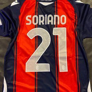 Macron brand ITALY BOLOGNA FC  ROBERTO SORIANO Men's JERSEY Sz SMALL New Serie A